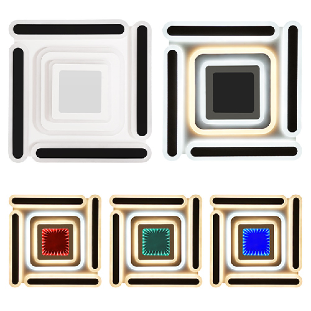 Світильник LED smart MATRIX з пультом 120Вт 3000-6000K 9600Lm Квадратний Чорний 220505